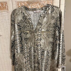Nanette Lepore Snake Print Top - Black and Gray